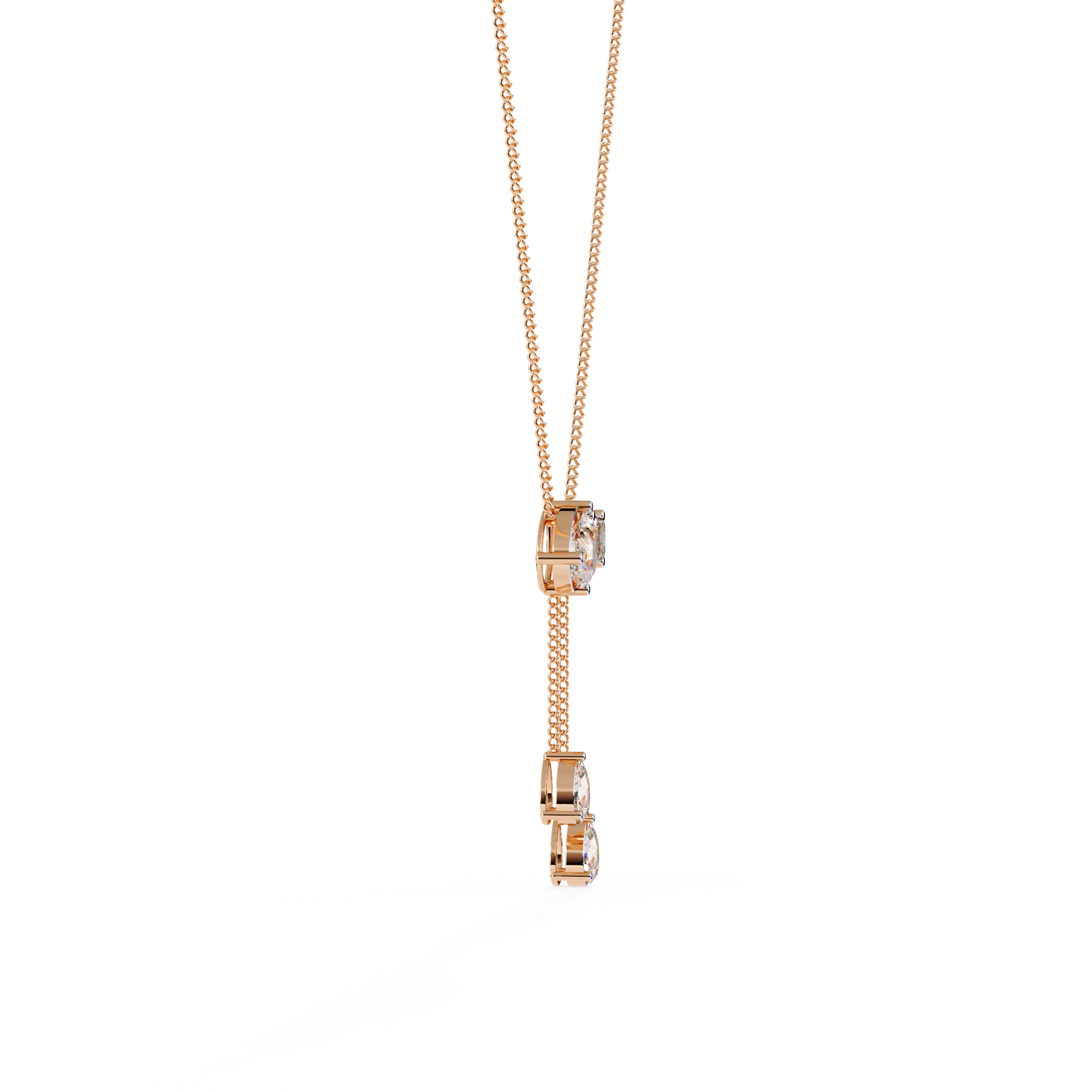 Solitairekart 1.59ct Pear and Emerald Cut Natural Diamond Pendant-H Color, VS1 Clarity
